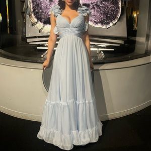 Mac Duggal Blue Chiffon Dress